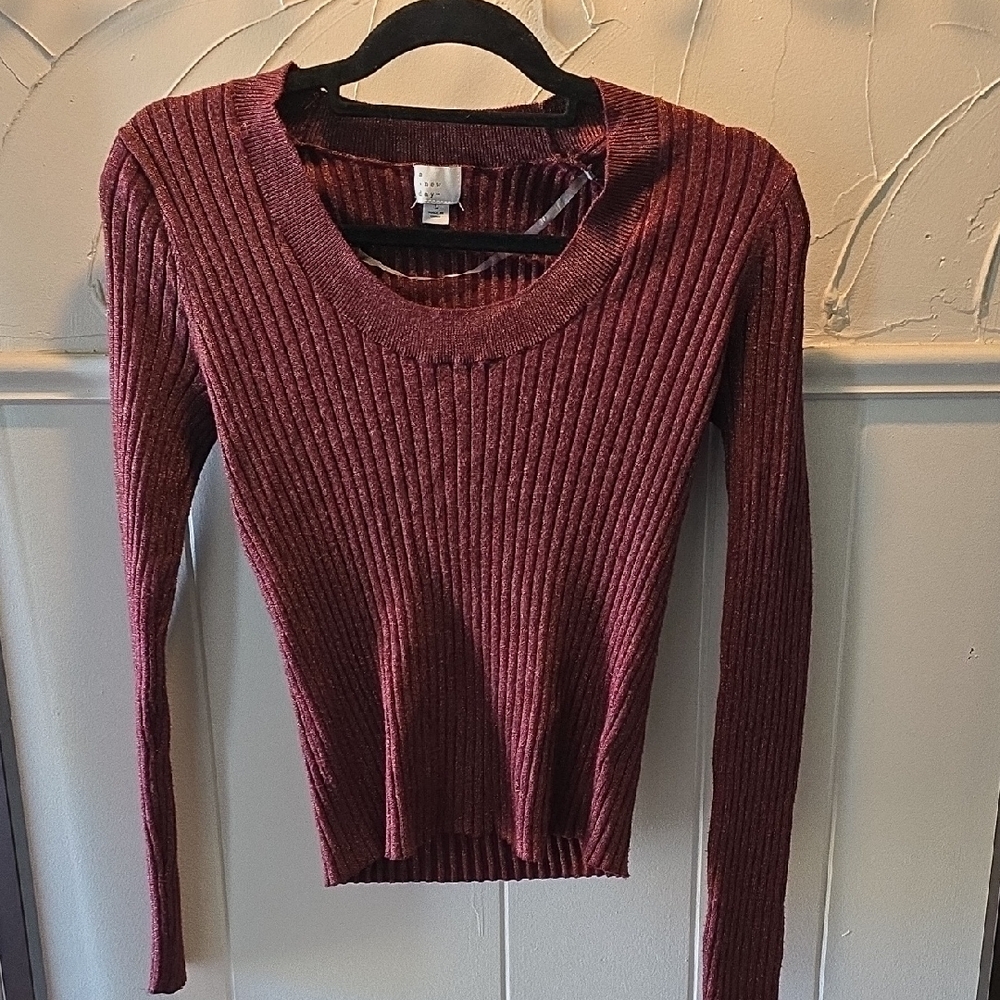 a new day Maroon Ribbed Sweater